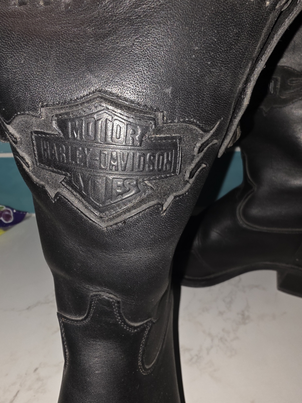 Harley-Davidson Black Leather Women's Western Boots with Concho Accent - Picture 10 of 16